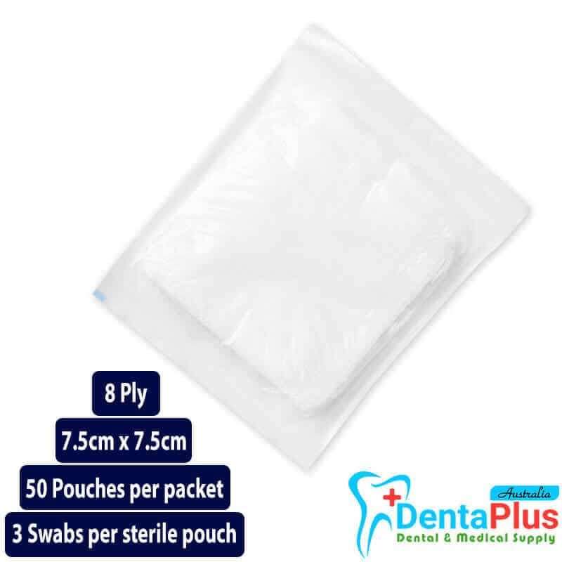 Gauze Swabs 3 Sterile (Mediflex) 7.5cm x 7.5cm - 8ply 50Pouches/pkt