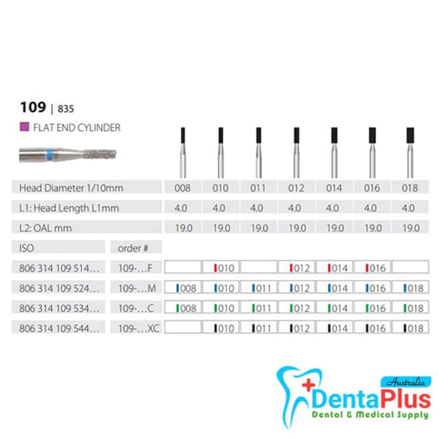 Diamond Burs Flat End Cylinder ISO: 109-835 MDT #10Pcs/Box 1