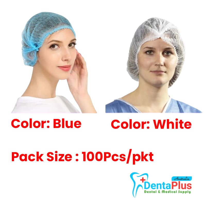 Bouffant Clip Cap/Hair Net - Blue and white #100Pcs/pkt