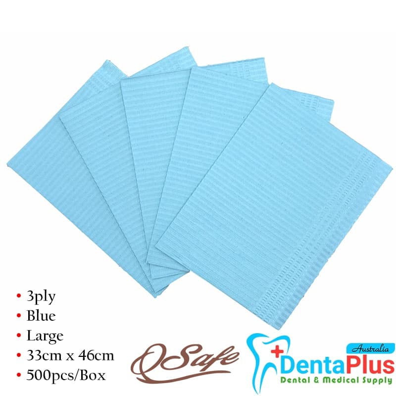 Disposable Dental Bibs 3 ply Large - Blue (33cm x 46cm) #500pcs/Box