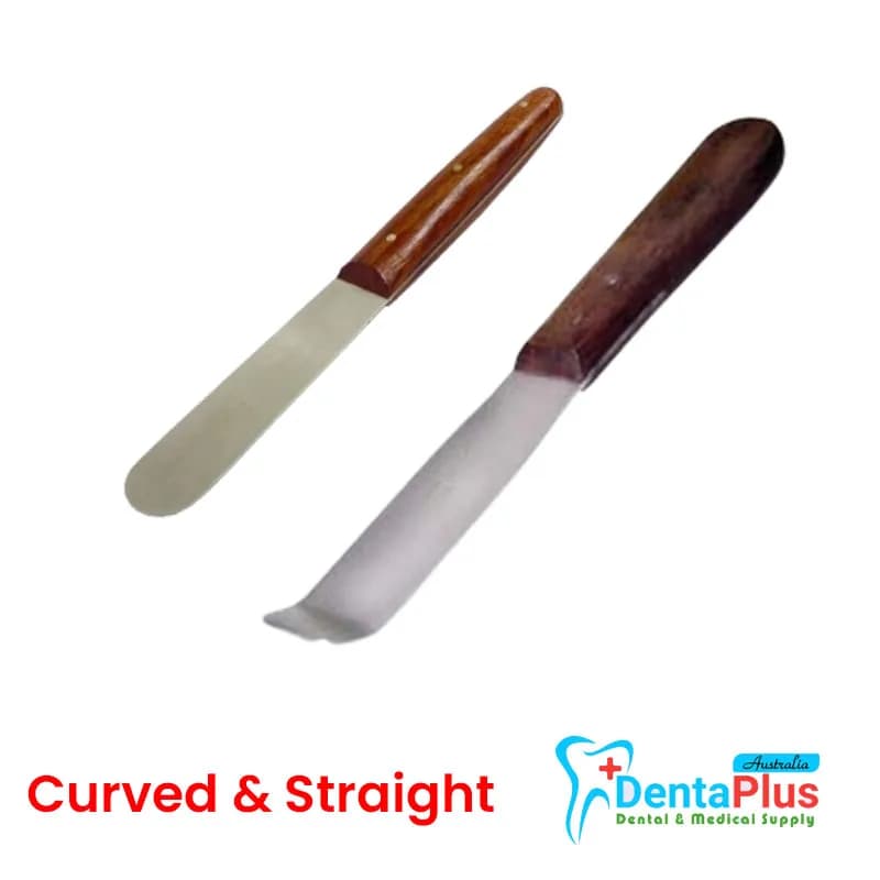 Metal Alginate Spatula Wooden handle straight and curved