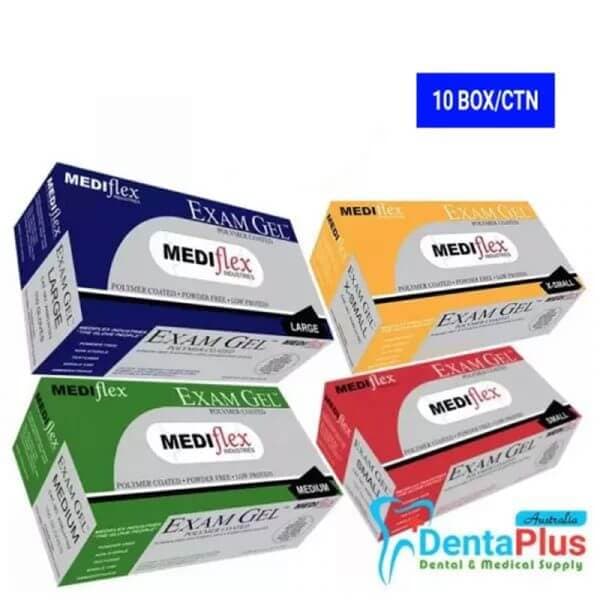 Exam GEL Latex Powder Free Gloves - Mediflex #10 box/ctn (1000pcs)
