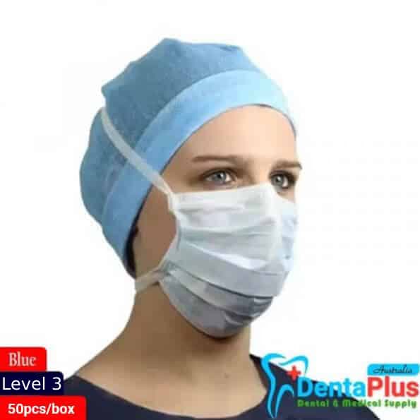 Face Masks (Level -3) Medicom Sofskin Mask Tie-on Blue #50pcs/Box