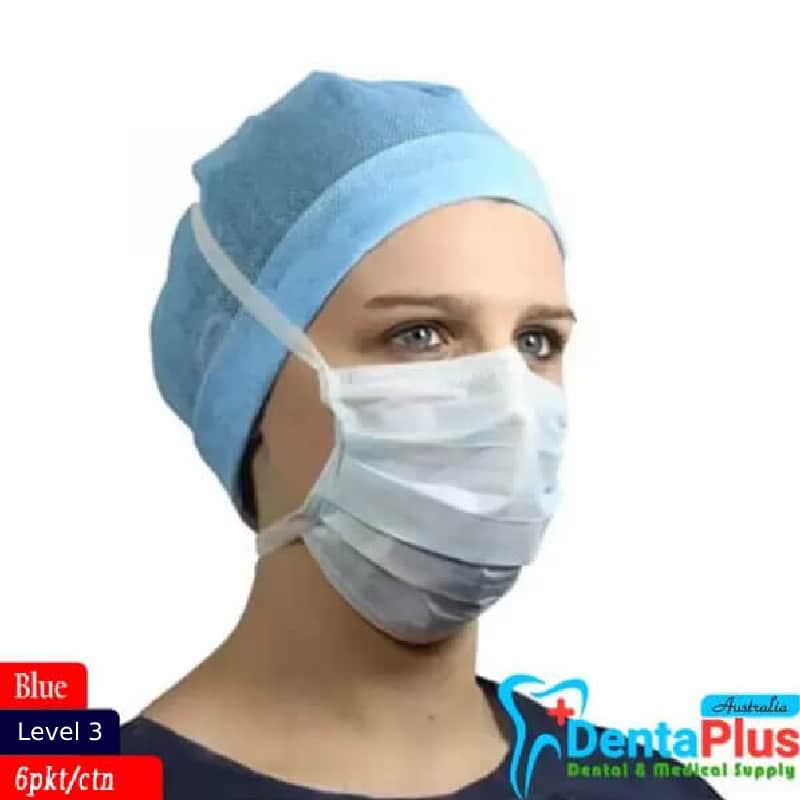 Face Masks (Level -3) Medicom Sofskin Mask Tie-on Blue #6 Boxes/ctn (300Pcs)