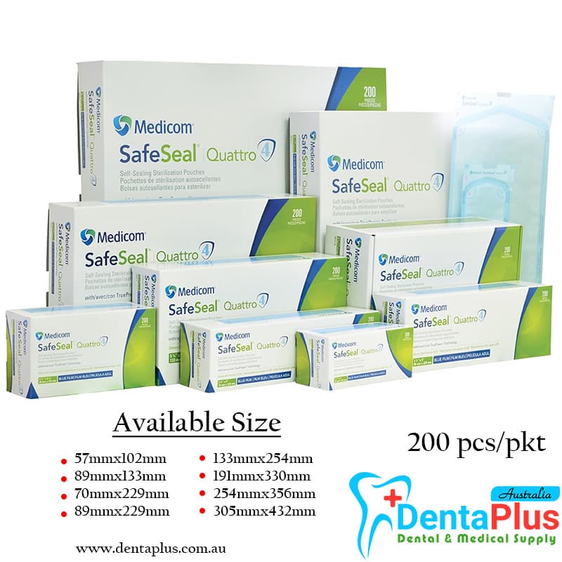 Safe-Seal Quattro Autoclave Pouches Medicom #200 pcs/pkt