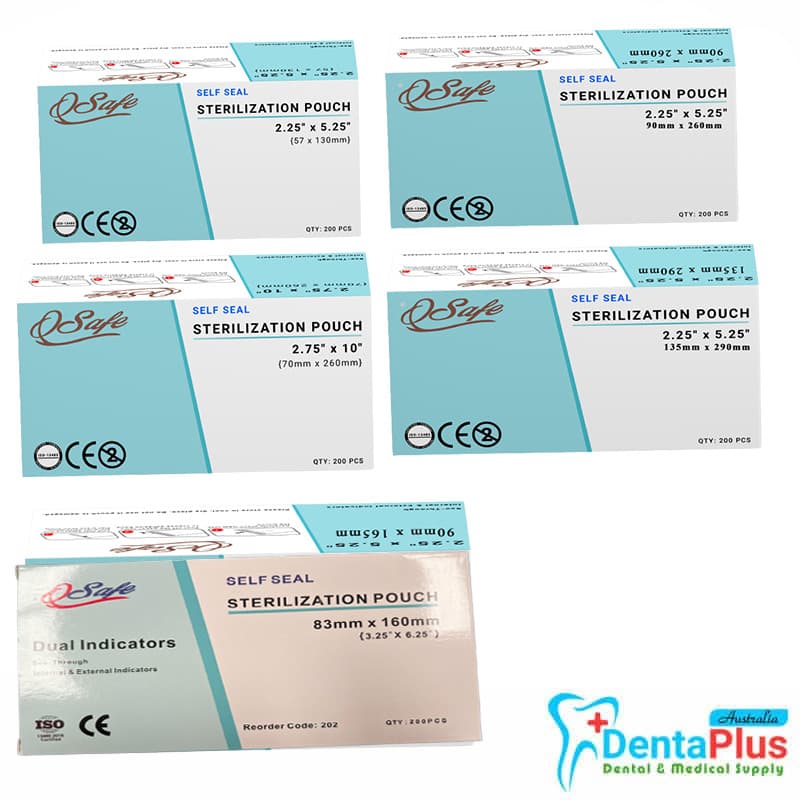 Self-Sealing Autoclave Sterilisation Pouches Dual Indicator (With Internal and External indicators) QSafe 200pcs/pkt