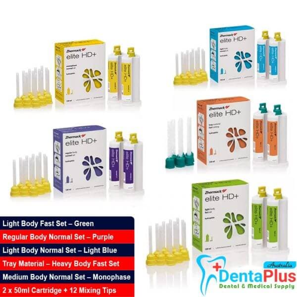 Elite HD+ Impression Material (2 x 50ml Cartridges+12 Mixing Tips) Zhermack