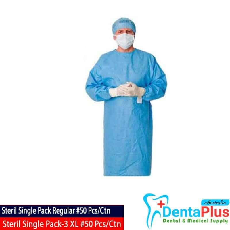 Disposable Isolation Gown Tie Up Blue -Steril- Regular