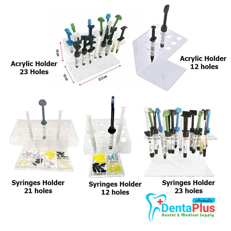 Composite & Etch Syringes Holder with Tips Dispenser & Syringe Acrylic Organizer Holder-12 or 21 or 23 Holes