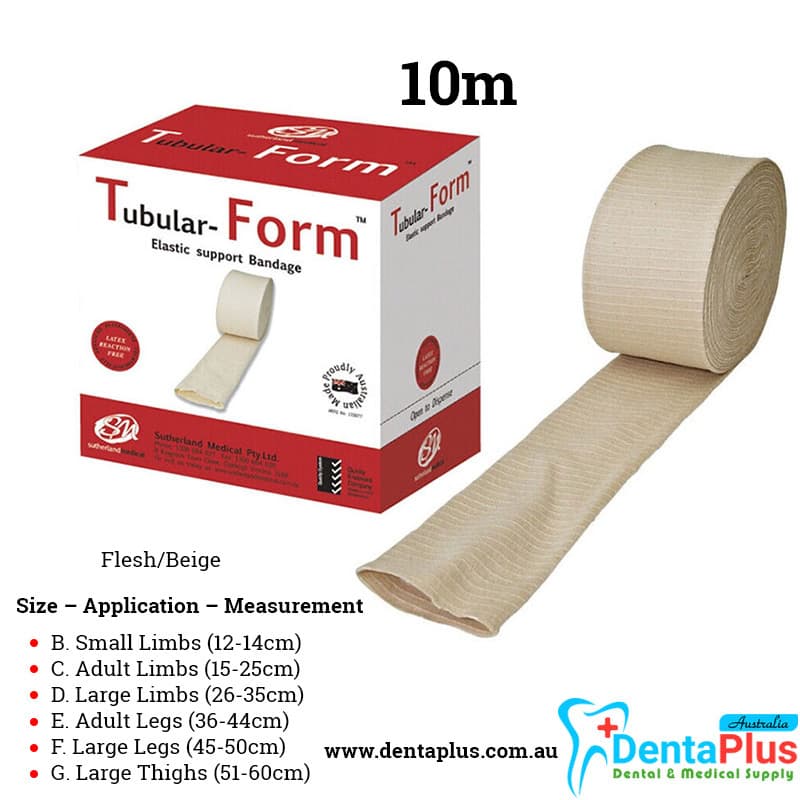 Tubular Compression Bandage Form Elastic Support Latex-Free Flesh/Beige (10m) #Each Roll